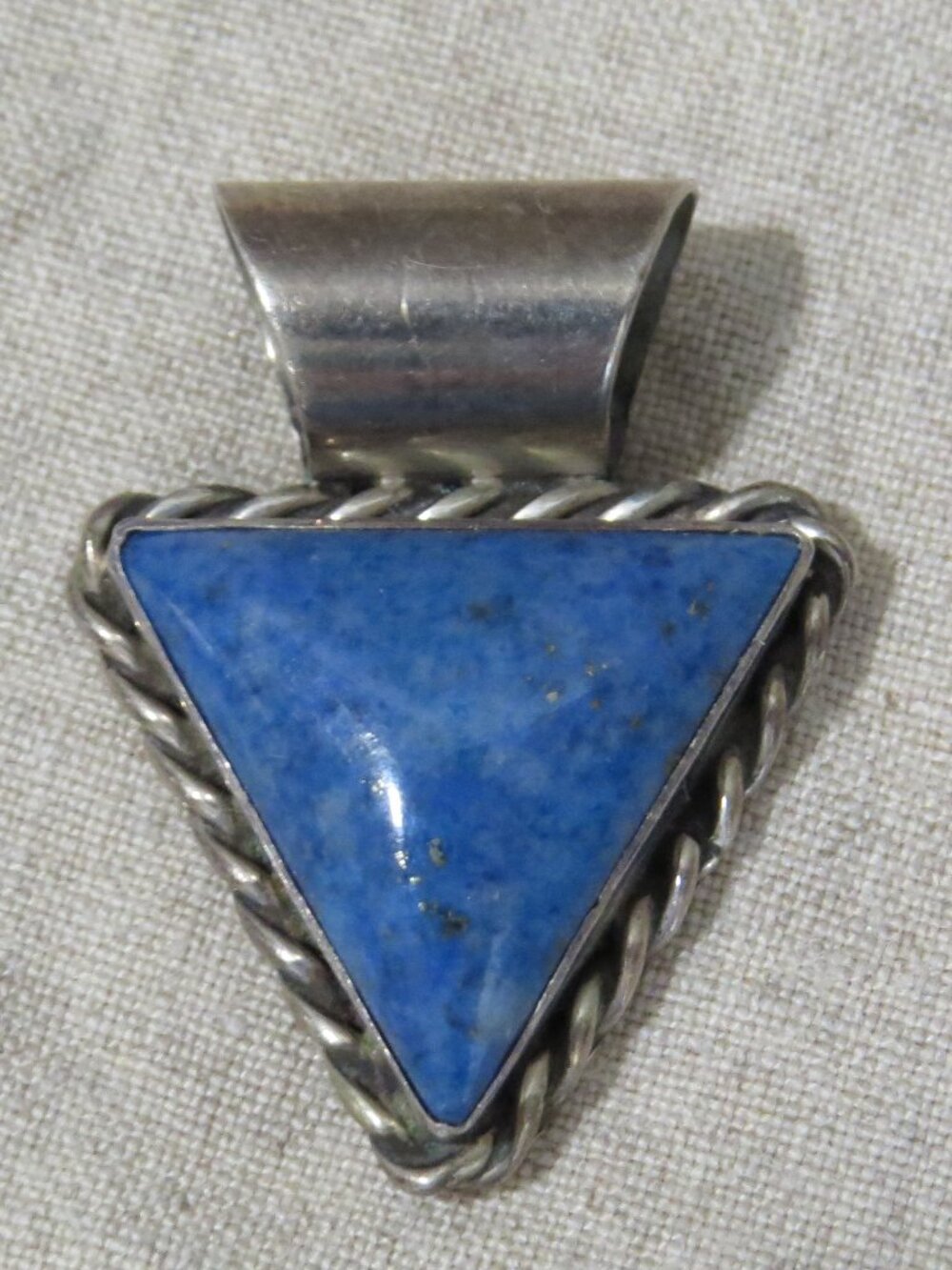 Vintage Silver Creations David Troutman Sterling & Blue Lapis Triangle Pendant